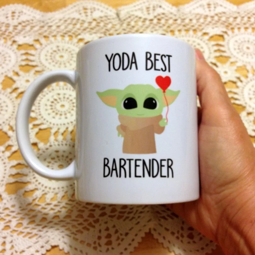 Novelty coffee cup, gag gift for bartender
